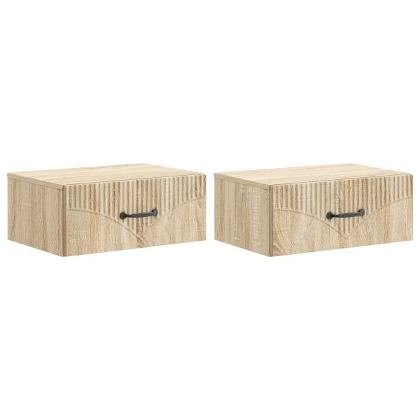 Wandmontierter Nachttisch 2 stk. Sonoma-Eiche 49 x 34,5 x 20 cm