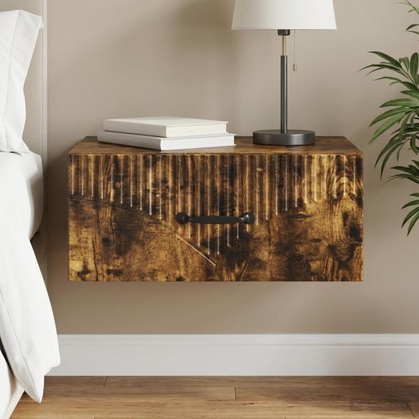 ARDEBO.de - Wandmontierter Nachttisch Geräucherte Eiche 49 x 34,5 x 20 cm
