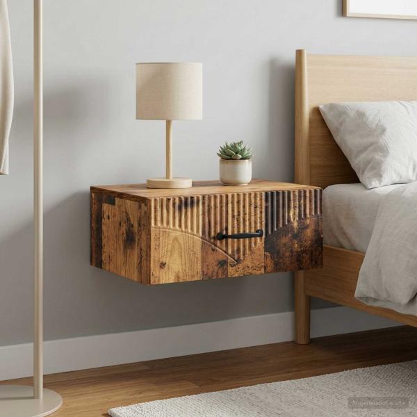ARDEBO.de - Wandmontierter Nachttisch 2 stk. Altholz 49 x 34,5 x 20 cm