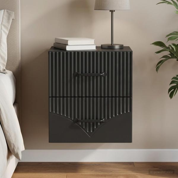 ARDEBO.de - Wandmontierter Nachttisch Schwarz 34,5 x 33 x 40 cm
