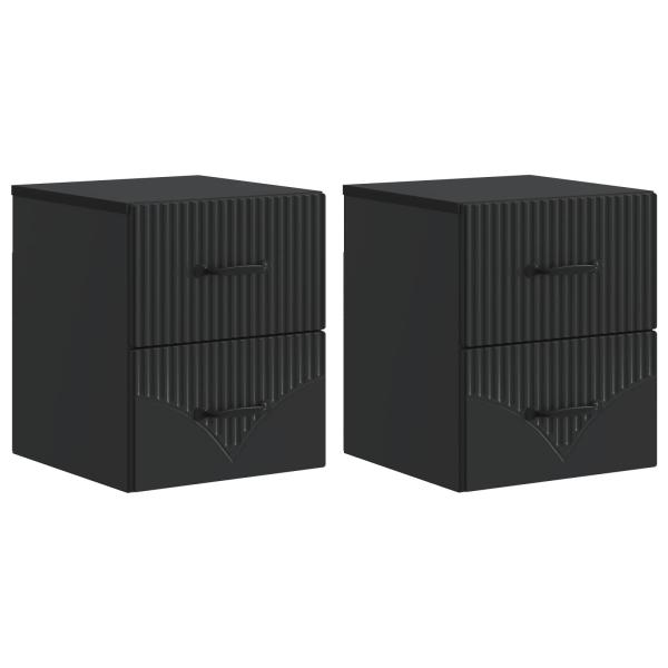 Wandmontierter Nachttisch 2 stk. Schwarz 34,5 x 33 x 40 cm