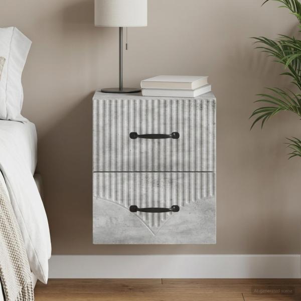 ARDEBO.de - Wandmontierter Nachttisch Betongrau 34,5 x 33 x 40 cm