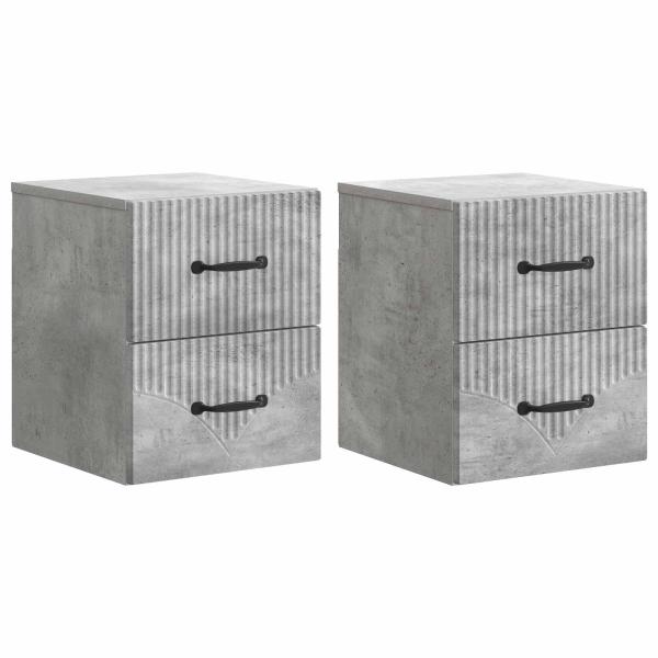 Wandmontierter Nachttisch 2 stk. Betongrau 34,5 x 33 x 40 cm