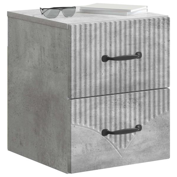 Wandmontierter Nachttisch 2 stk. Betongrau 34,5 x 33 x 40 cm