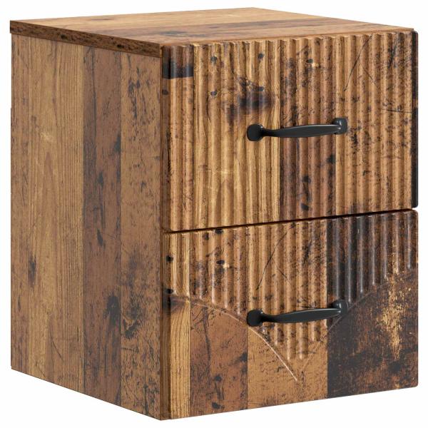 Wandmontierter Nachttisch 2 stk. Altholz 34,5 x 33 x 40 cm