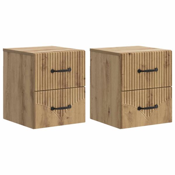 Wandmontierter Nachttisch 2 stk. Artisan-Eiche