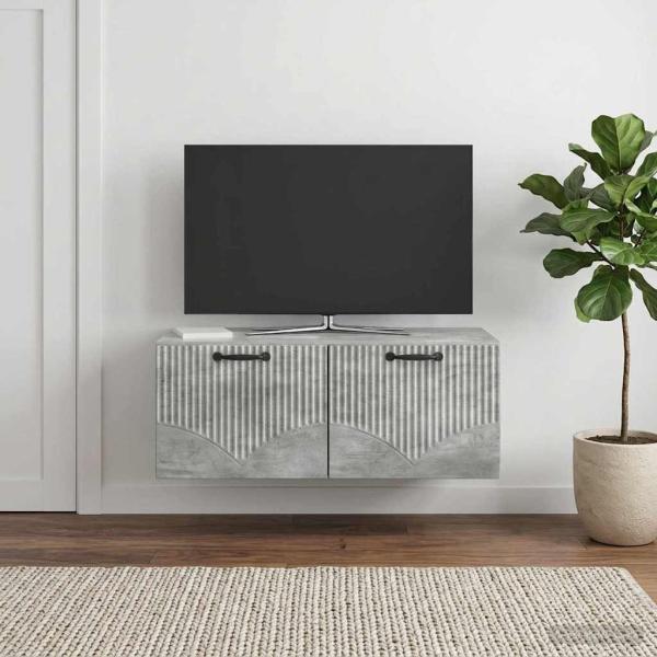 ARDEBO.de - Wandmontierter TV-Schrank Betongrau 78,5 x 41 x 30 cm