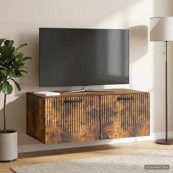 ARDEBO.de - Wandmontierter TV-Schrank Geräucherte Eiche 78,5 x 41 x 30 cm