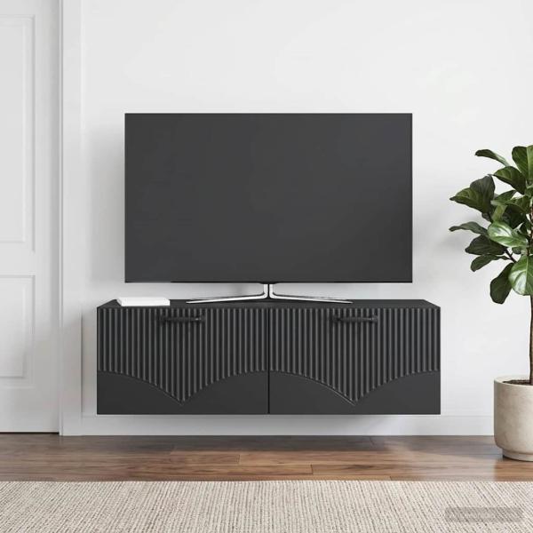 ARDEBO.de - Wandmontierter TV-Schrank Schwarz 98 x 41 x 30 cm Holzwerkstoff