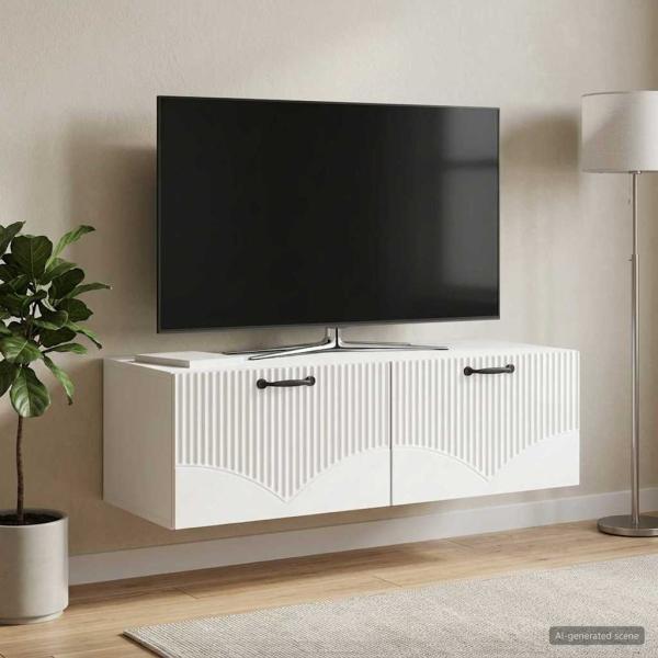 Wandmontierter TV-Schrank Hochglanz Weiß 98 x 41 x 30 cm