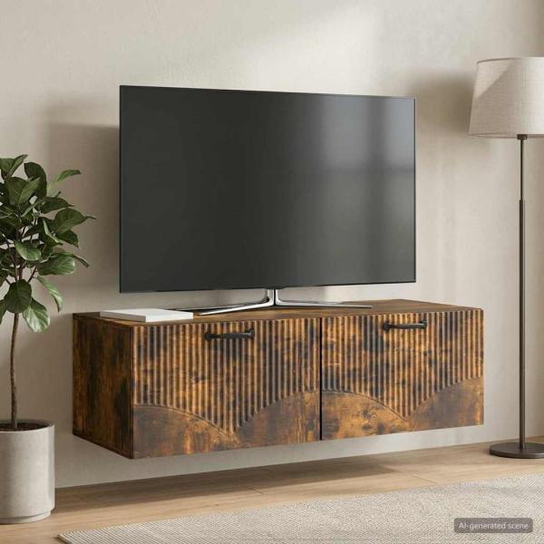 ARDEBO.de - Wandmontierter TV-Schrank Geräucherte Eiche 98 x 41 x 30 cm