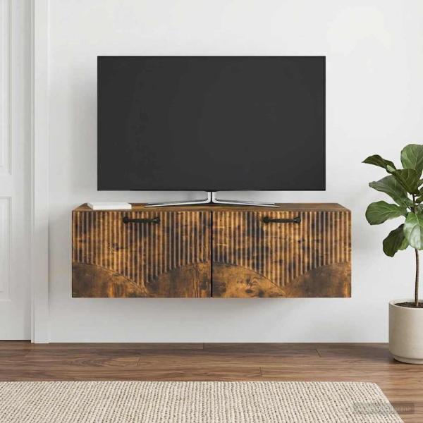 Wandmontierter TV-Schrank Geräucherte Eiche 98 x 41 x 30 cm