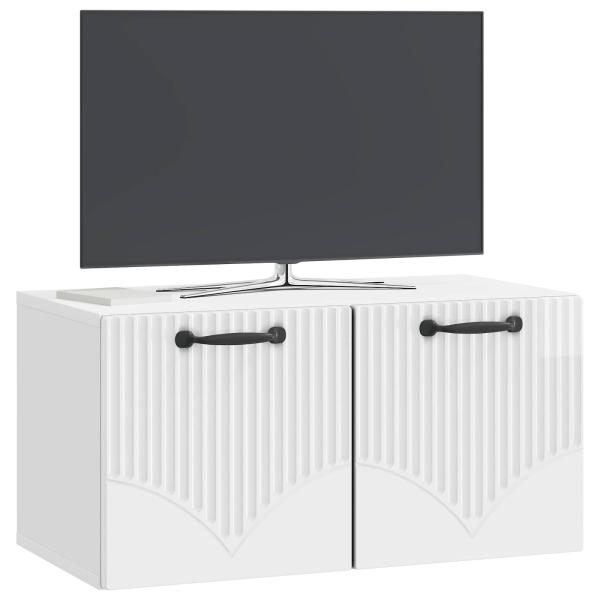 Wandmontierter TV-Schrank Hochglanz Weiß 59,5 x 31 x 30 cm