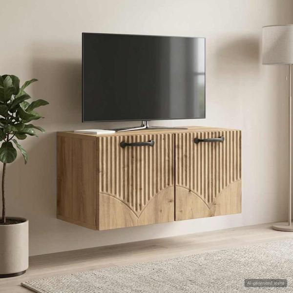 ARDEBO.de - Wandmontierter TV-Schrank 59,5 x 31 x 30 cm Artisan-Eiche