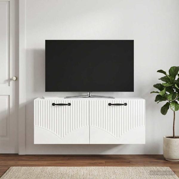 ARDEBO.de - Wandmontierter TV-Schrank Hochglanz Weiß 78,5 x 31 x 30 cm