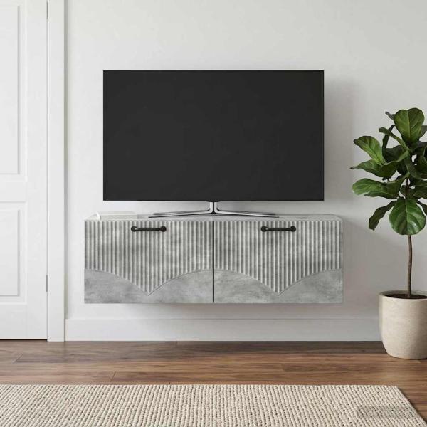 ARDEBO.de - Wandmontierter TV-Schrank Betongrau 98 x 31 x 30 cm