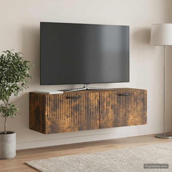 ARDEBO.de - Wandmontierter TV-Schrank Geräucherte Eiche 98 x 31 x 30 cm