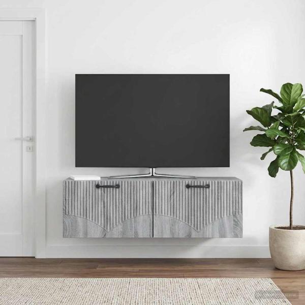 ARDEBO.de - Wandmontierter TV-Schrank Graues Sonoma 98 x 31 x 30 cm