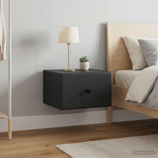 ARDEBO.de - Wandmontierter Nachttisch 2 stk. Schwarz 34,5 x 33 x 20 cm