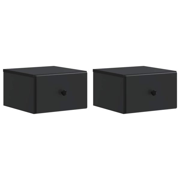Wandmontierter Nachttisch 2 stk. Schwarz 34,5 x 33 x 20 cm