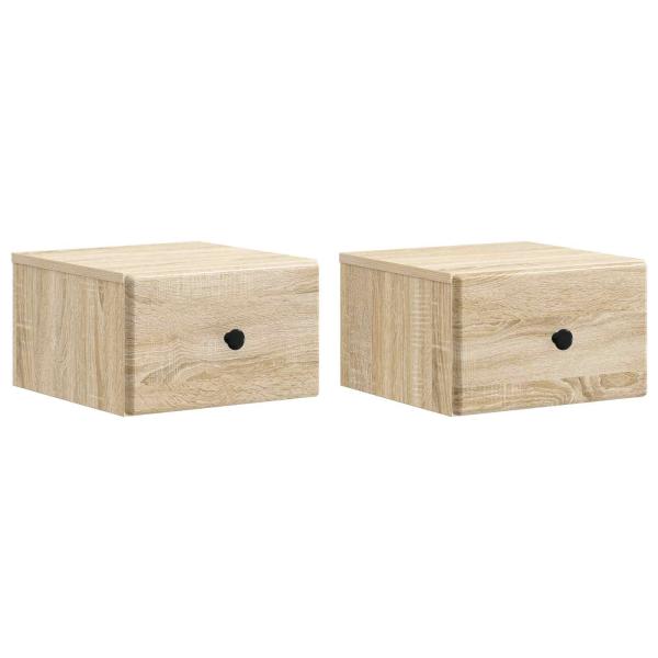Wandmontierter Nachttisch 2 stk. Sonoma-Eiche 34,5 x 33 x 20 cm
