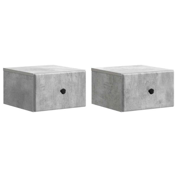 Wandmontierter Nachttisch 2 stk. Betongrau 34,5 x 33 x 20 cm