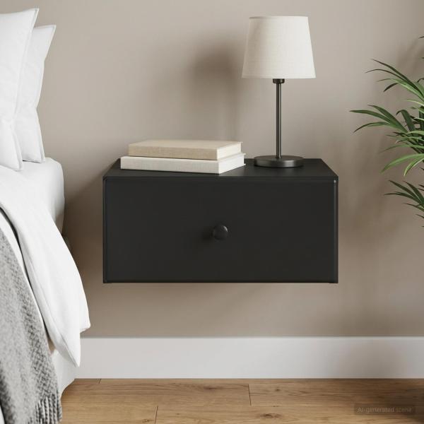 ARDEBO.de - Wandmontierter Nachttisch Schwarz 49 x 34,5 x 20 cm