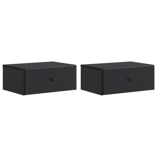 Wandmontierter Nachttisch 2 stk. Schwarz 49 x 34,5 x 20 cm