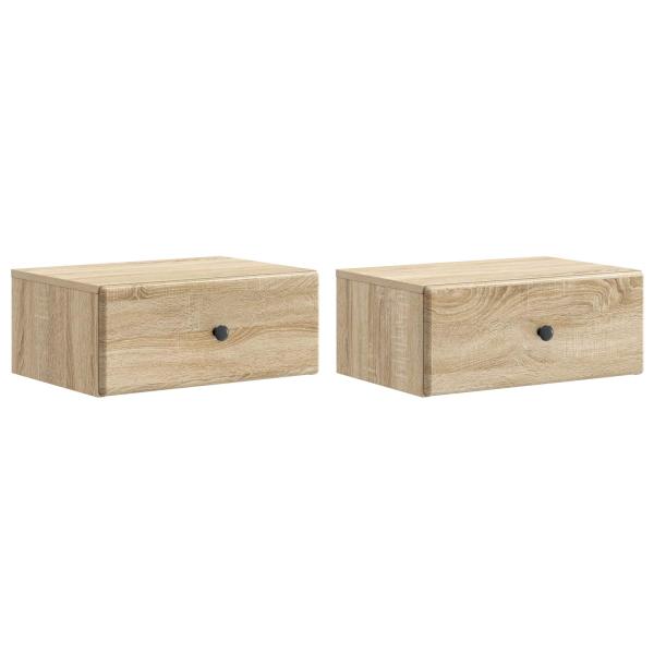 Wandmontierter Nachttisch 2 stk. Sonoma-Eiche 49 x 34,5 x 20 cm