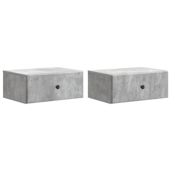 Wandmontierter Nachttisch 2 stk. Betongrau 49 x 34,5 x 20 cm