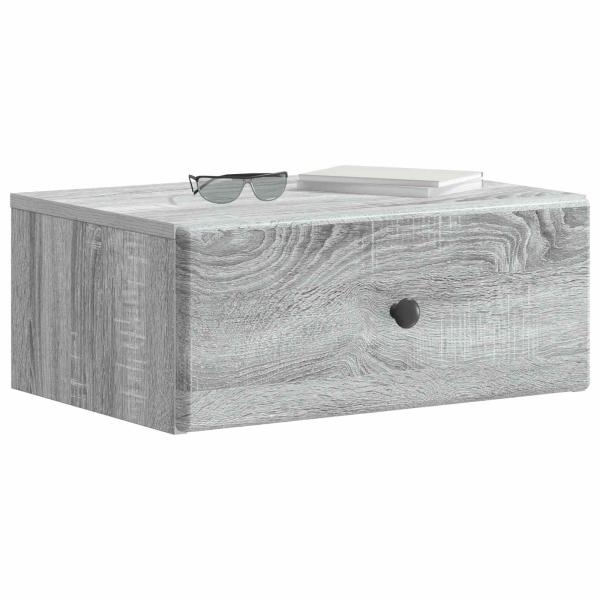 Wandmontierter Nachttisch 2 stk. Graues Sonoma