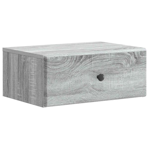 Wandmontierter Nachttisch 2 stk. Graues Sonoma