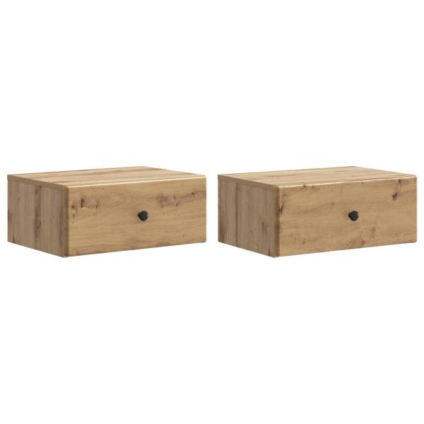 Wandmontierter Nachttisch 2 stk. Artisan-Eiche