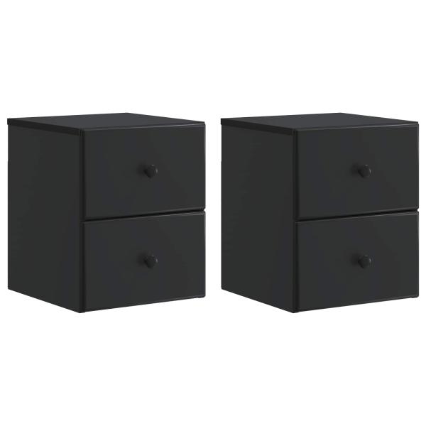 Wandmontierter Nachttisch 2 stk. Schwarz 34,5 x 33 x 40 cm