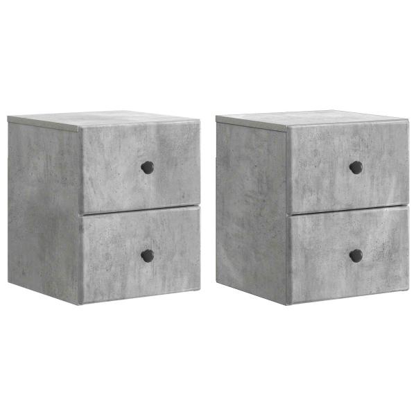 Wandmontierter Nachttisch 2 stk. Betongrau 34,5 x 33 x 40 cm
