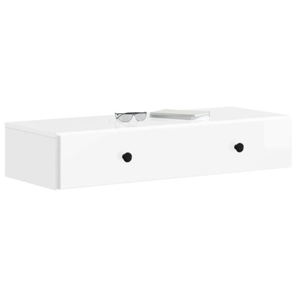 Wandmontierter Beistelltisch Hochglanz Weiß 87,5 x 34,5 x 17 cm