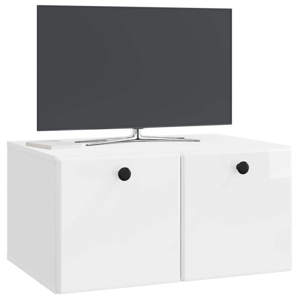 Wandmontierter TV-Schrank 59,5 x 41 x 30 cm Hochglanz Weiß