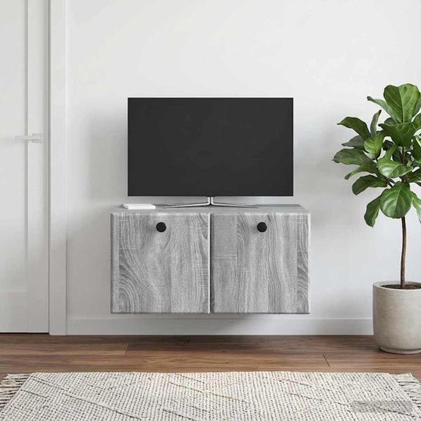 Wandmontierter TV-Schrank 59,5 x 41 x 30 cm Grau Sonoma