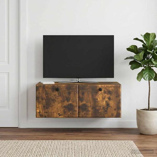 ARDEBO.de - Wandmontierter TV-Schrank 78,5 x 41 x 30 cm Geräucherte Eiche