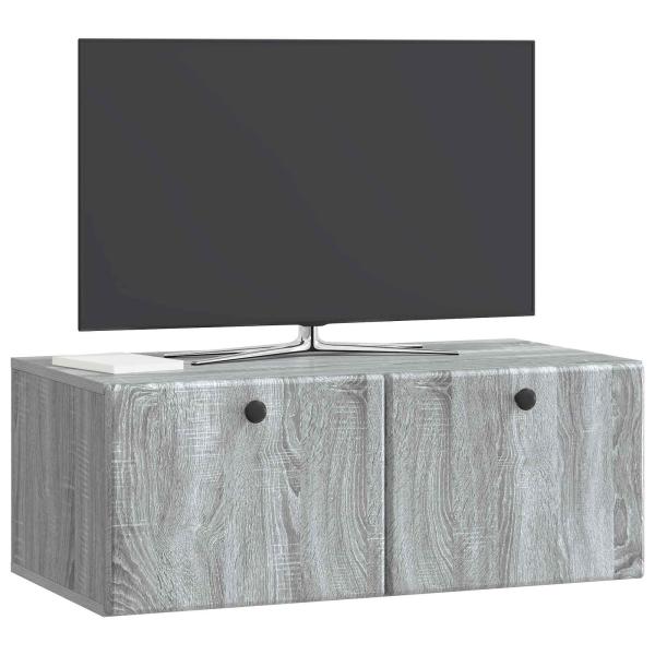 Wandmontierter TV-Schrank 78,5 x 41 x 30 cm Grau Sonoma