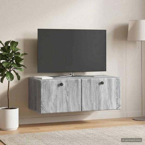 Wandmontierter TV-Schrank 78,5 x 41 x 30 cm Grau Sonoma