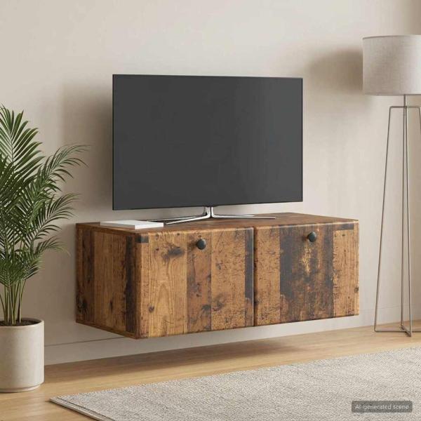 ARDEBO.de - Wandmontierter TV-Schrank 78,5 x 41 x 30 cm Altholz