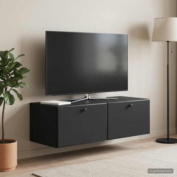ARDEBO.de - Wandmontierter TV-Schrank 98 x 41 x 30 cm Schwarz Holzwerkstoff