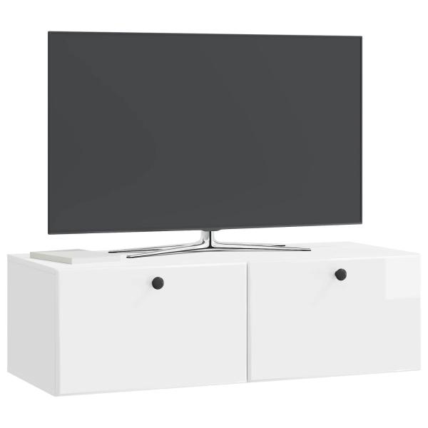 Wandmontierter TV-Schrank 98 x 41 x 30 cm Hochglanz Weiß