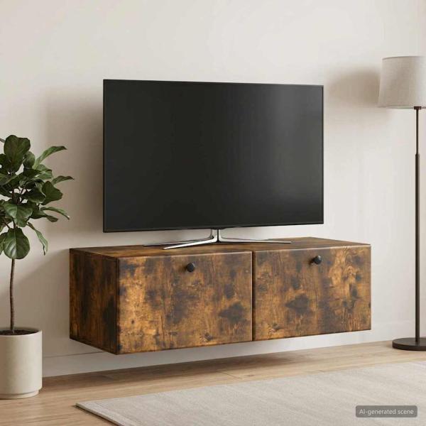 ARDEBO.de - Wandmontierter TV-Schrank 98 x 41 x 30 cm Geräucherte Eiche