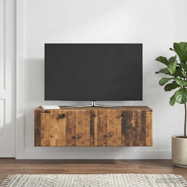 Wandmontierter TV-Schrank 98 x 41 x 30 cm Altholz Holzwerkstoff