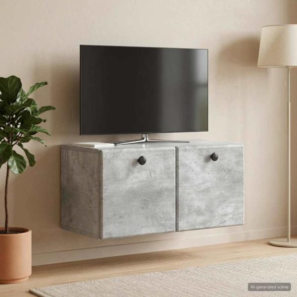 ARDEBO.de - Wandmontierter TV-Schrank 59,5 x 31 x 30 cm Betongrau