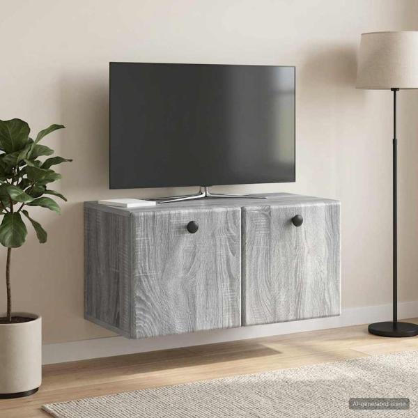 ARDEBO.de - Wandmontierter TV-Schrank 59,5 x 31 x 30 cm Grau Sonoma