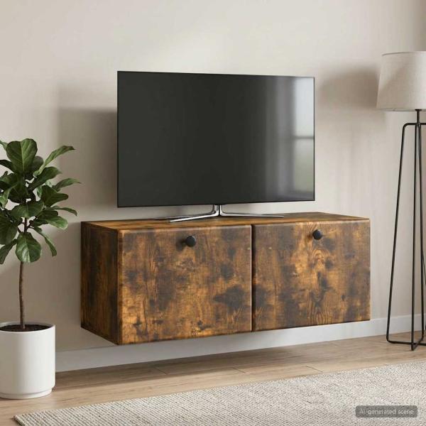 Wandmontierter TV-Schrank 78,5 x 31 x 30 cm Geräucherte Eiche