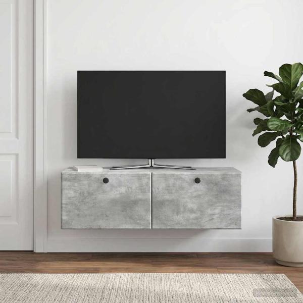 ARDEBO.de - Wandmontierter TV-Schrank 98 x 31 x 30 cm Betongrau